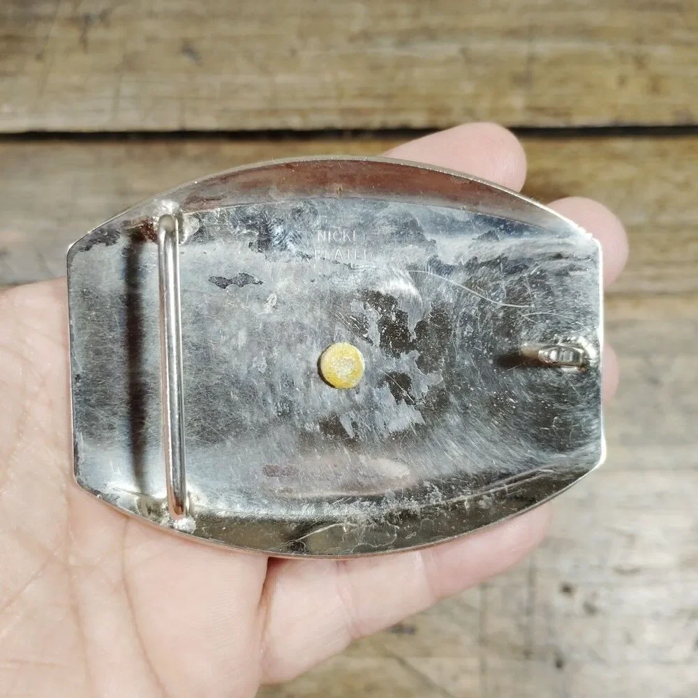 Vintage Belt Buckle Metal Cowboy Boots Rodeo Western Horse Spur Silver Tone